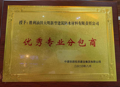 防水公司荣膺中建铁路投资建设集团“优秀专业分包商”称号，携手共筑品质工程